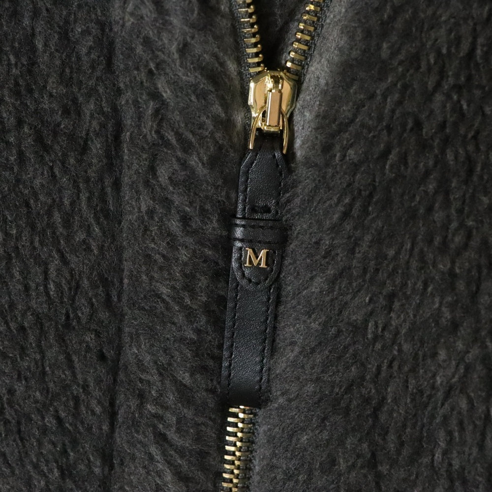 Max Mara(マックスマーラ) テディベア ケープ ポンチョ ウール アルパカ ボア ジップアップ ジャケット グレー レディース 23473623336