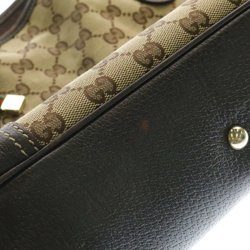 GUCCI(グッチ) GGキャンバス トートバッグ ハンドバッグ ゴールド金具 ブラウン×ベージュ キャンバス×レザー 163805