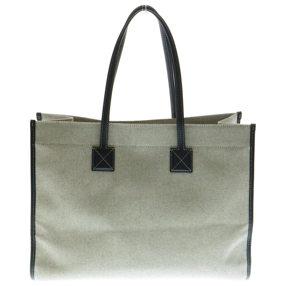 BURBERRY(バーバリー) フレヤトートバッグ ハンドバッグ ミディアム グレー×ブラック レザー×キャンバス ゴールド金具