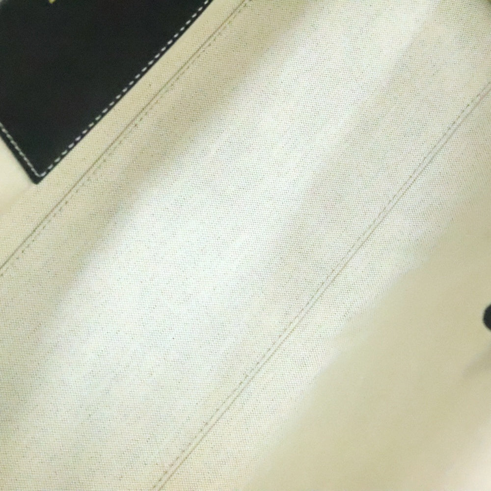 BURBERRY(バーバリー) フレヤトートバッグ ハンドバッグ ミディアム グレー×ブラック レザー×キャンバス ゴールド金具
