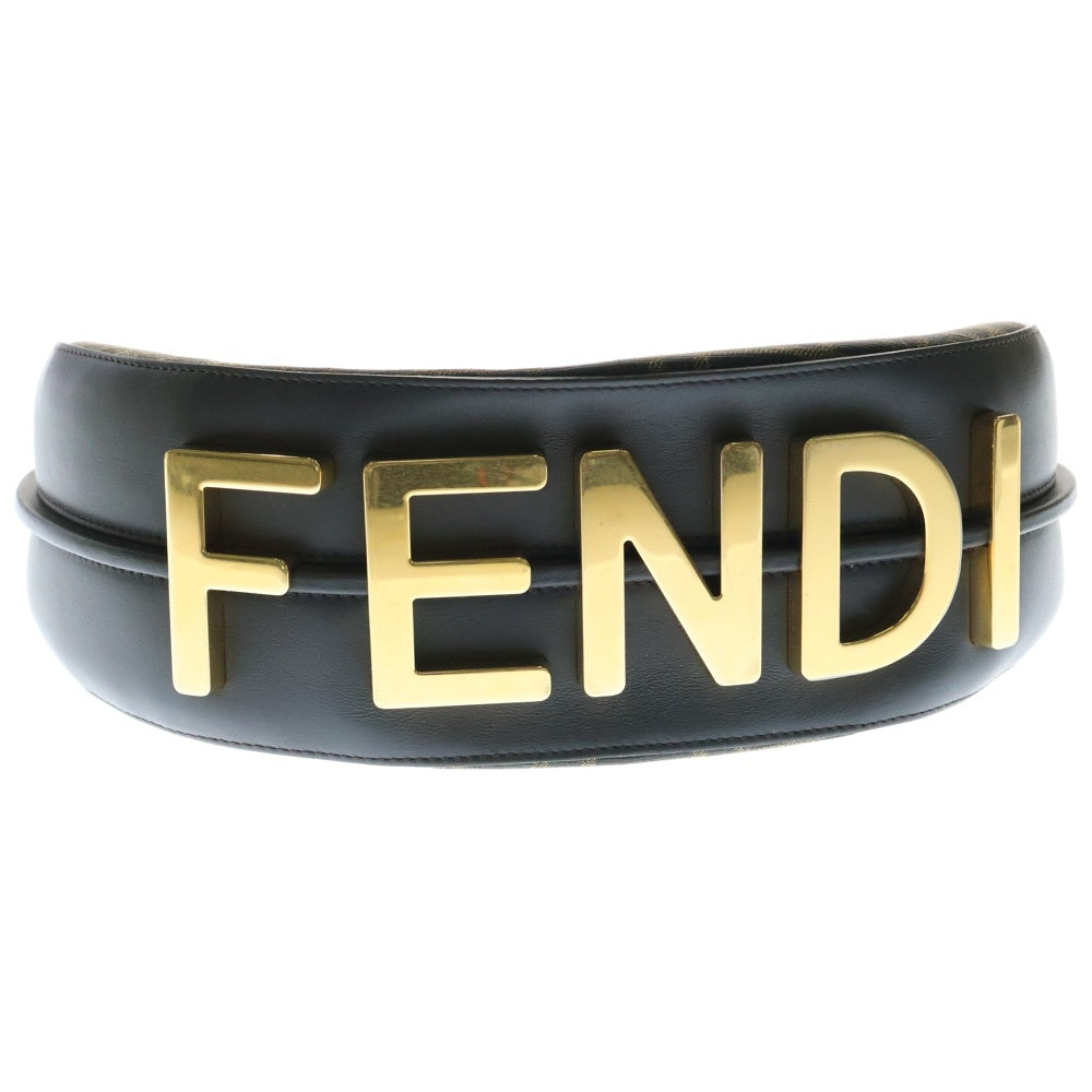 FENDI(フェンディ) ホーボーバッグ ワンショルダーバッグ ハンドバッグ ブラック×ブラウン ゴールド金具 スモール ズッカ柄