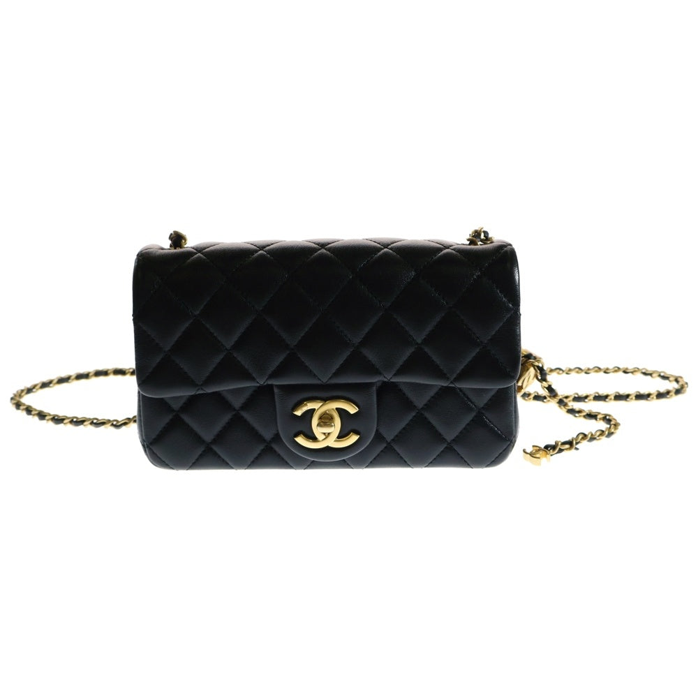 CHANEL(シャネル) ココマーク マトラッセ20 Sフラップ ラムスキン チェーンショルダーバッグ ブラック レディース