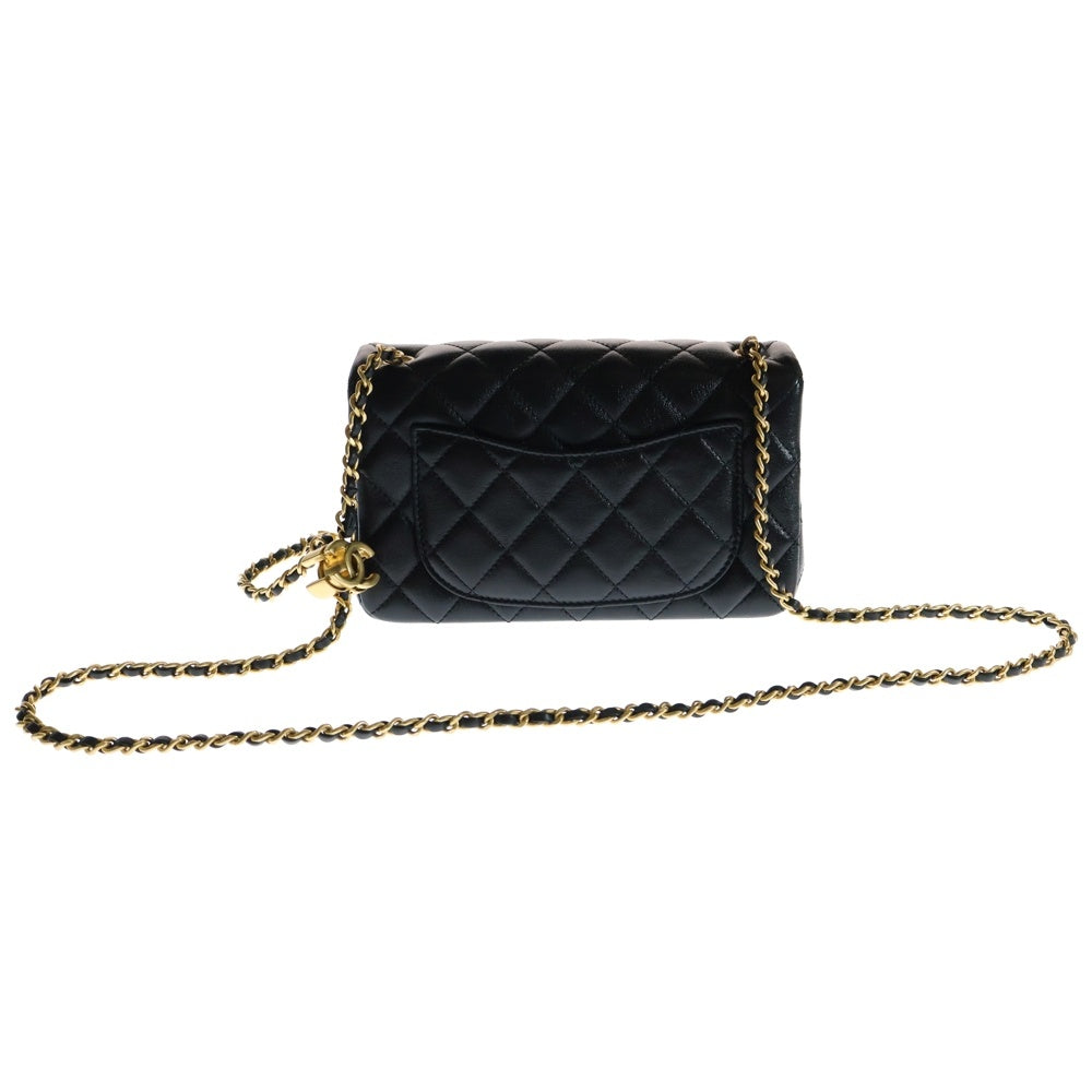 CHANEL(シャネル) ココマーク マトラッセ20 Sフラップ ラムスキン チェーンショルダーバッグ ブラック レディース