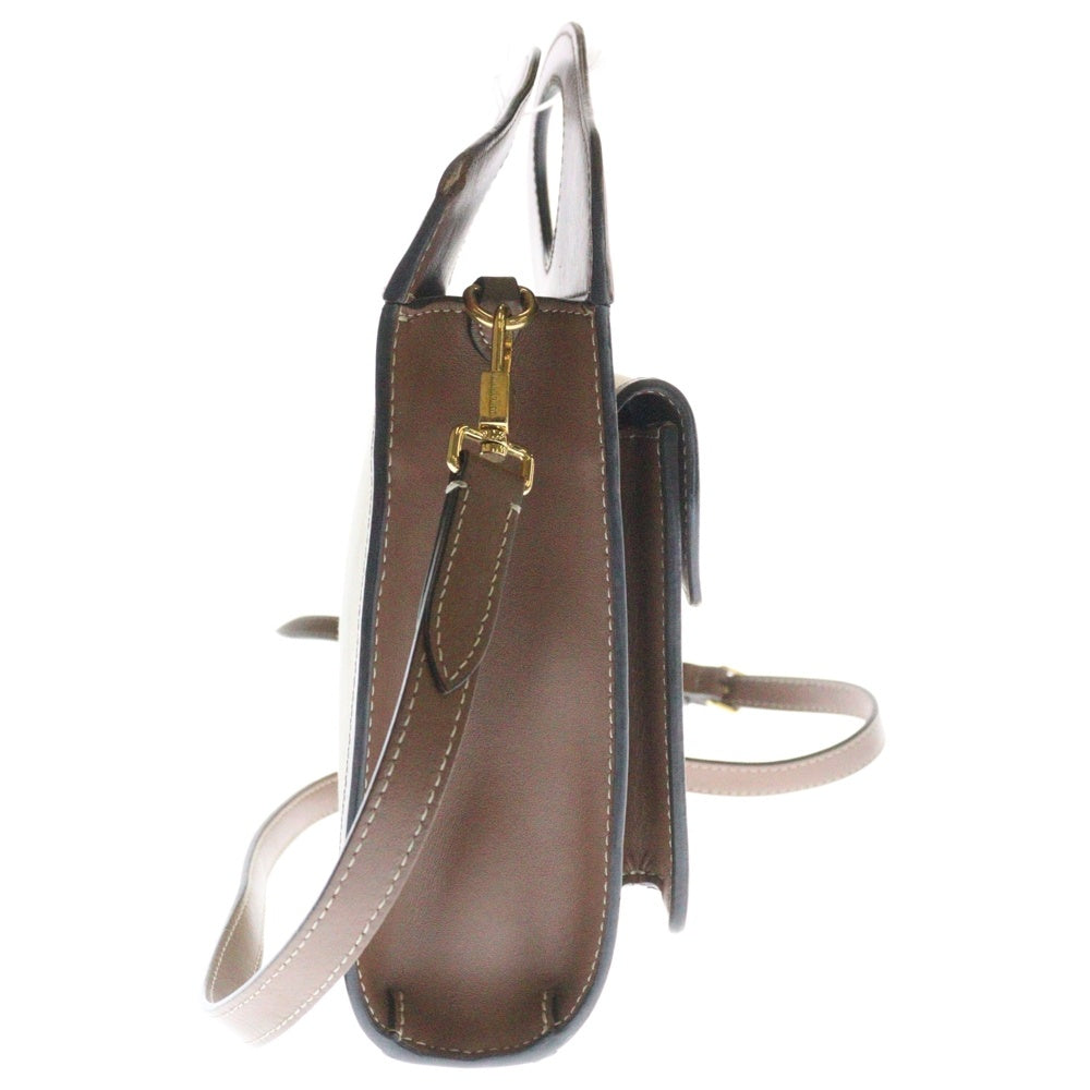 BURBERRY(バーバリー) ホースフェリー ロゴミニポケットバッグ 2WAY レザー切替ハンドバッグ キャンパスショルダーバッグ ブラウン/ベージュ レディース 8039361