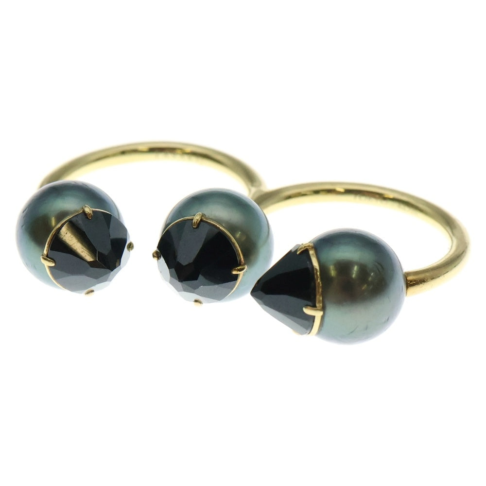 TASAKI(タサキ) リファベリオン リュクス ダブルフィンガーリング ブラックパール ブラックスピネル 750 YG イエローゴールド 約9号 ジュエリー