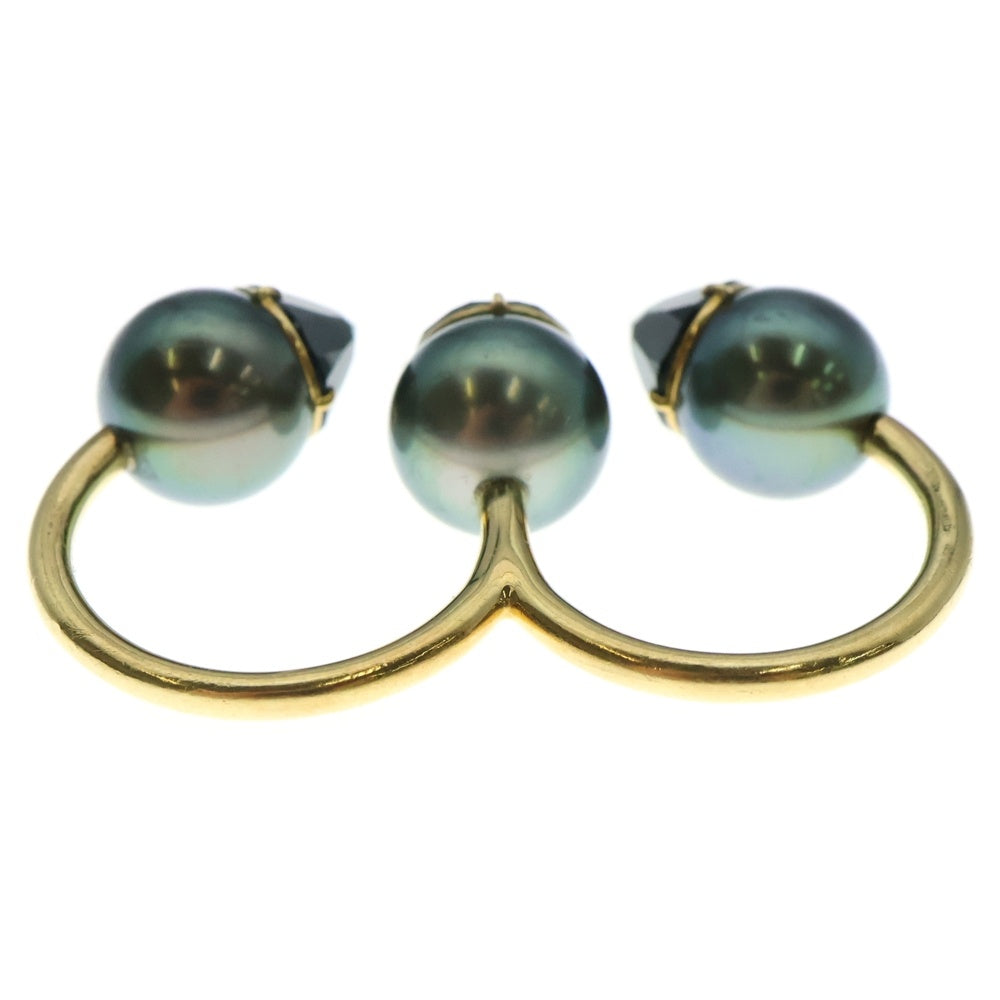 TASAKI(タサキ) リファベリオン リュクス ダブルフィンガーリング ブラックパール ブラックスピネル 750 YG イエローゴールド 約9号 ジュエリー