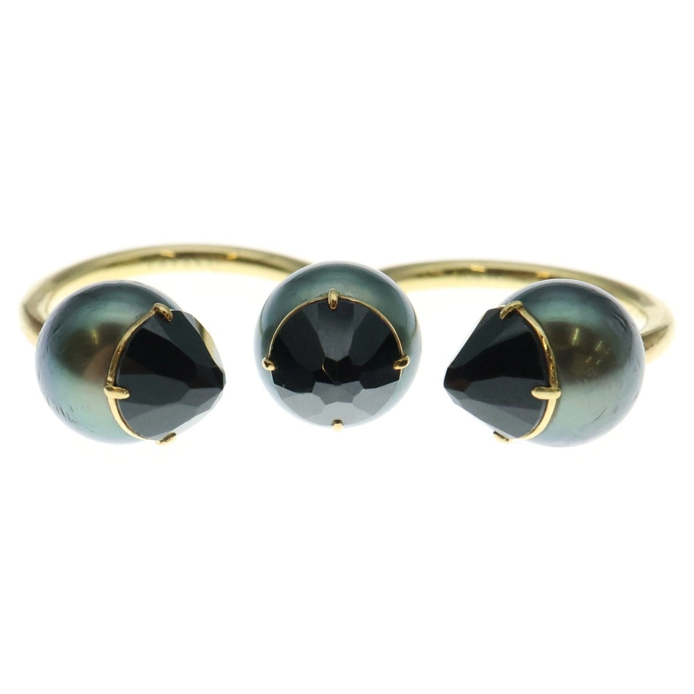 TASAKI(タサキ) リファベリオン リュクス ダブルフィンガーリング ブラックパール ブラックスピネル 750 YG イエローゴールド 約9号 ジュエリー