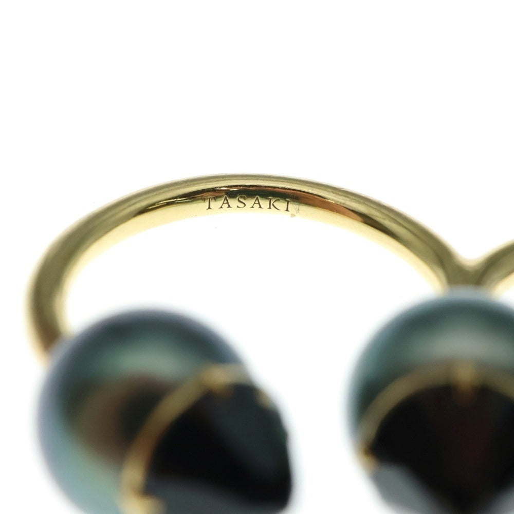 TASAKI(タサキ) リファベリオン リュクス ダブルフィンガーリング ブラックパール ブラックスピネル 750 YG イエローゴールド 約9号 ジュエリー
