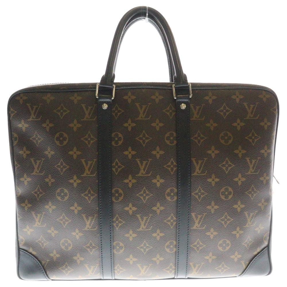 LOUIS VUITTON(ルイヴィトン) モノグラム・マカサー ポルトドキュマン・ヴォワヤージュ ハンドバッグ ビジネスバッグ ブラウン×ブラック ゴールド金具 レザー×PVC M40225