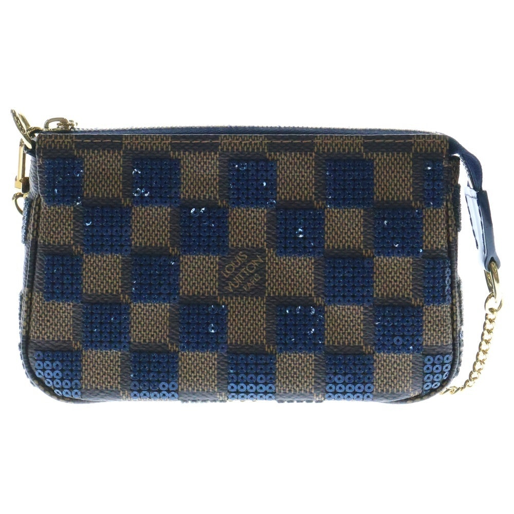 LOUIS VUITTON(ルイヴィトン) ミニ ポシェット アクセソワール ダミエ スパンコール パイエット チェーンハンドバッグ ブラウン/ブルー N63175