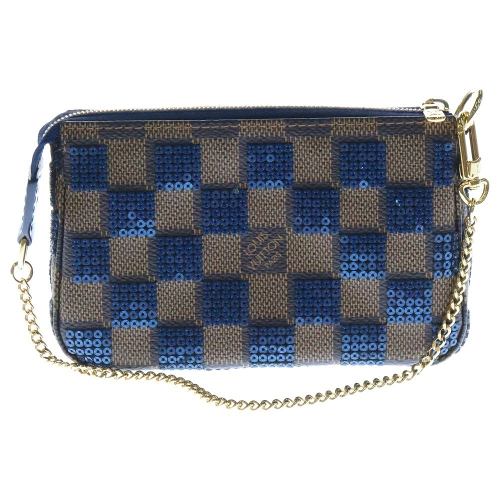 LOUIS VUITTON(ルイヴィトン) ミニ ポシェット アクセソワール ダミエ スパンコール パイエット チェーンハンドバッグ ブラウン/ブルー N63175