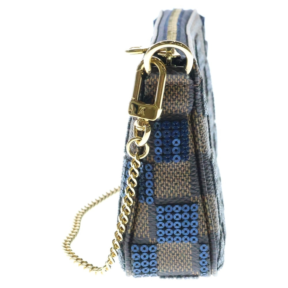 LOUIS VUITTON(ルイヴィトン) ミニ ポシェット アクセソワール ダミエ スパンコール パイエット チェーンハンドバッグ ブラウン/ブルー N63175