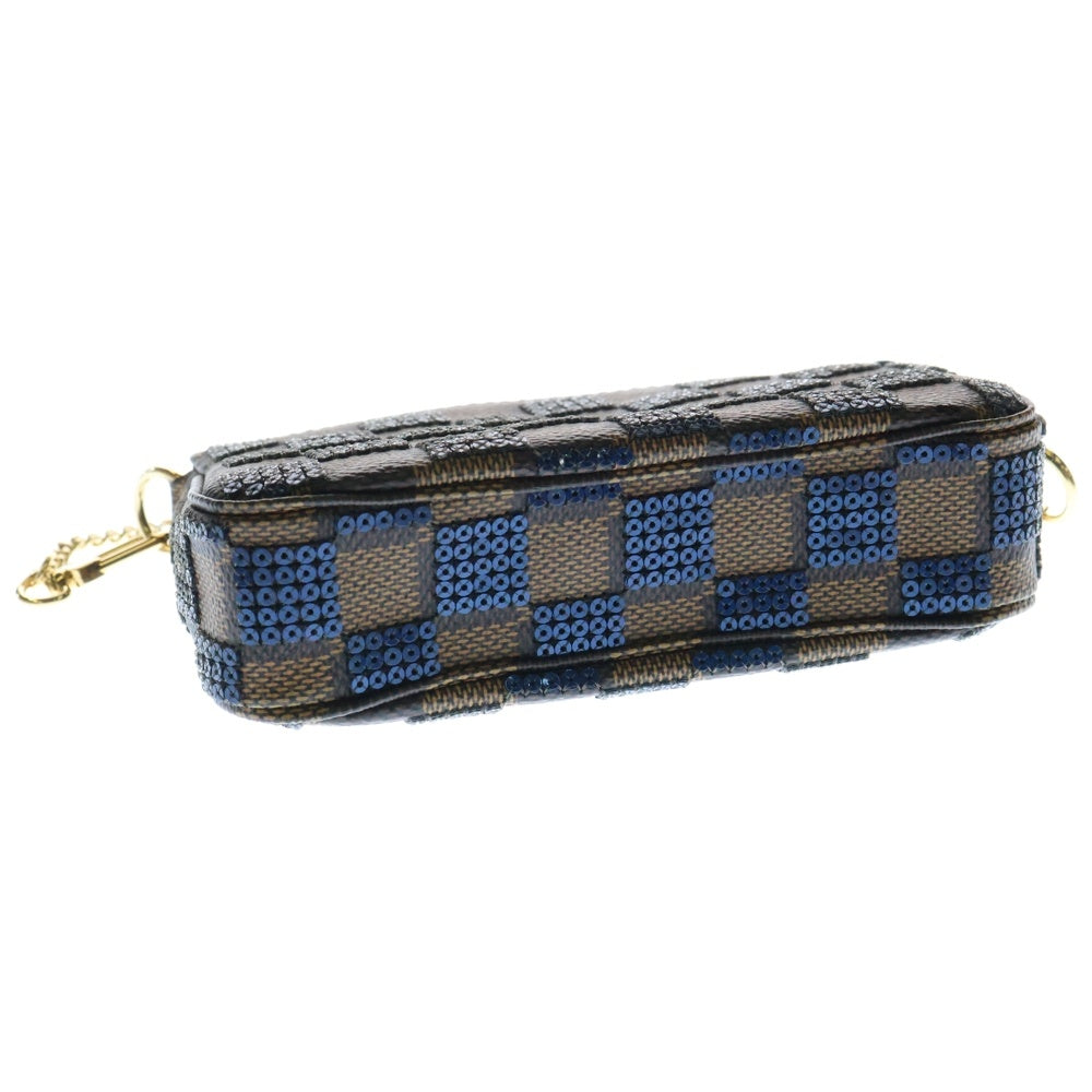 LOUIS VUITTON(ルイヴィトン) ミニ ポシェット アクセソワール ダミエ スパンコール パイエット チェーンハンドバッグ ブラウン/ブルー N63175