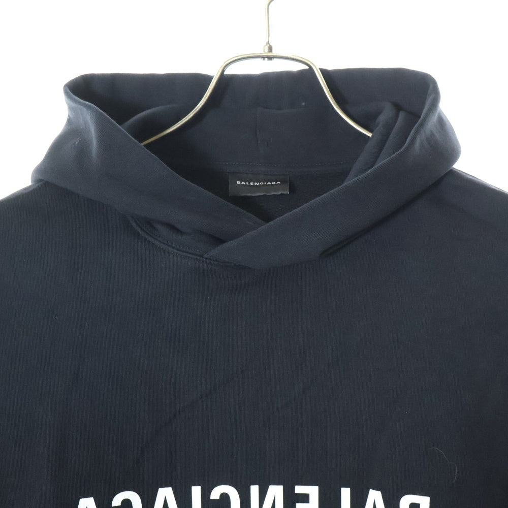 BALENCIAGA(バレンシアガ) 23AW ミラーロゴ プリント オーバーサイズ プルオーバー パーカーフーディー ブラック 727163