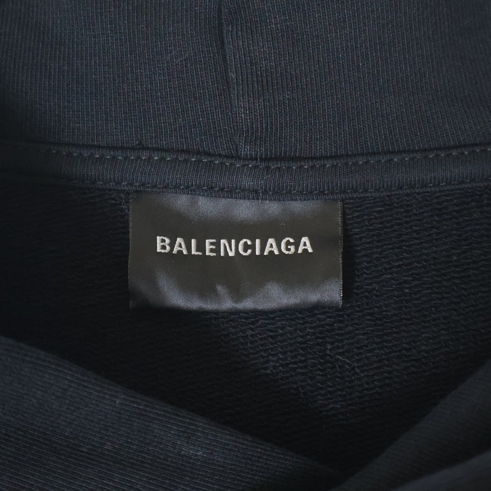 BALENCIAGA(バレンシアガ) 23AW ミラーロゴ プリント オーバーサイズ プルオーバー パーカーフーディー ブラック 727163