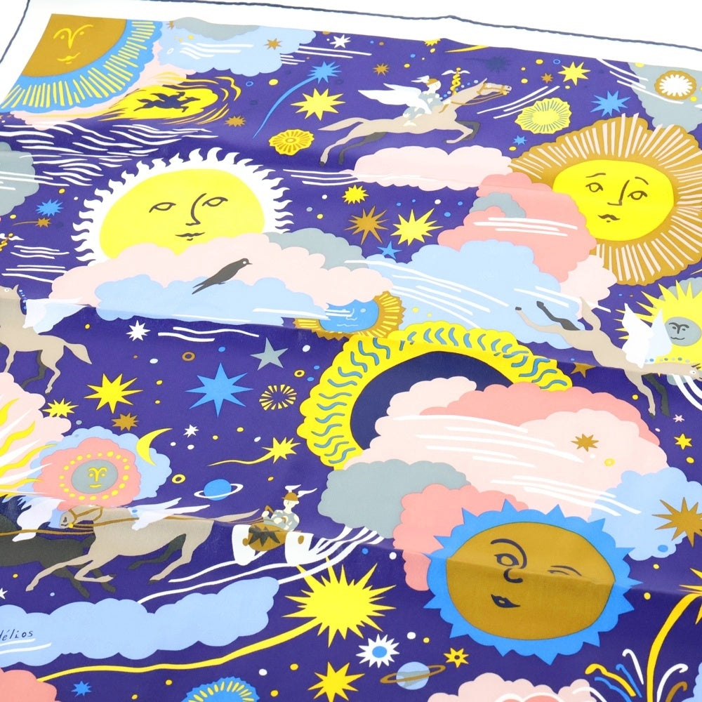 HERMES(エルメス) カレ70 エリオスの王国 スカーフ ブルーニュイ アルジル ブルージーン シルク マルチカラー