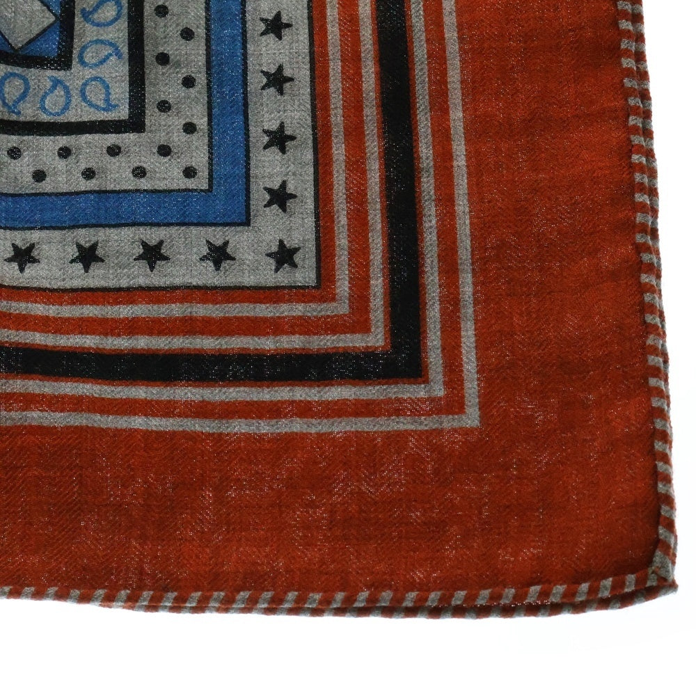 HERMES(エルメス) カレジェアン140 スカーフ 四輪馬車の車輪 カシミヤ×シルク グレー マルチカラー