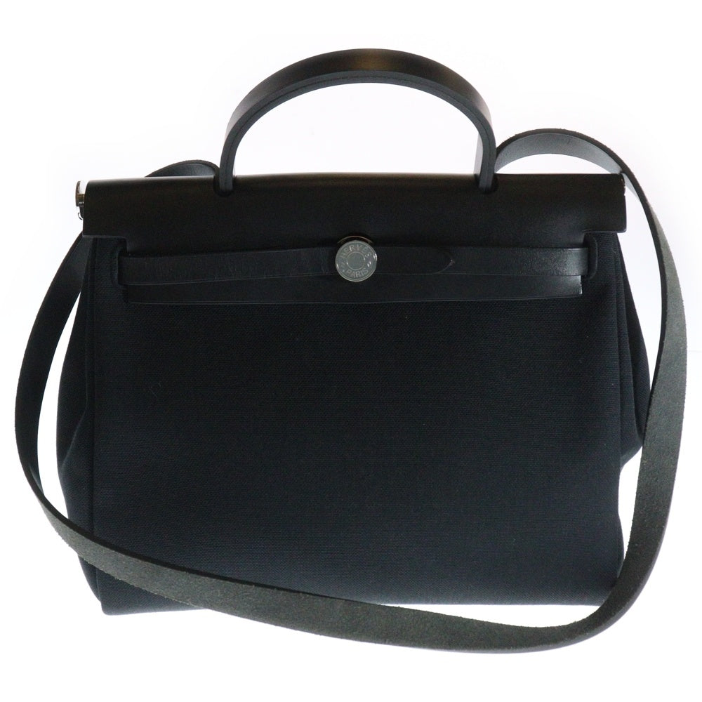 HERMES(エルメス) エールバッグジップ トワルオフィシエ ヴァッシュハンター 2WAYバッグ ハンドバッグ ショルダーバッグ ブラック キャンバス×レザー シルバー金具 Z刻印