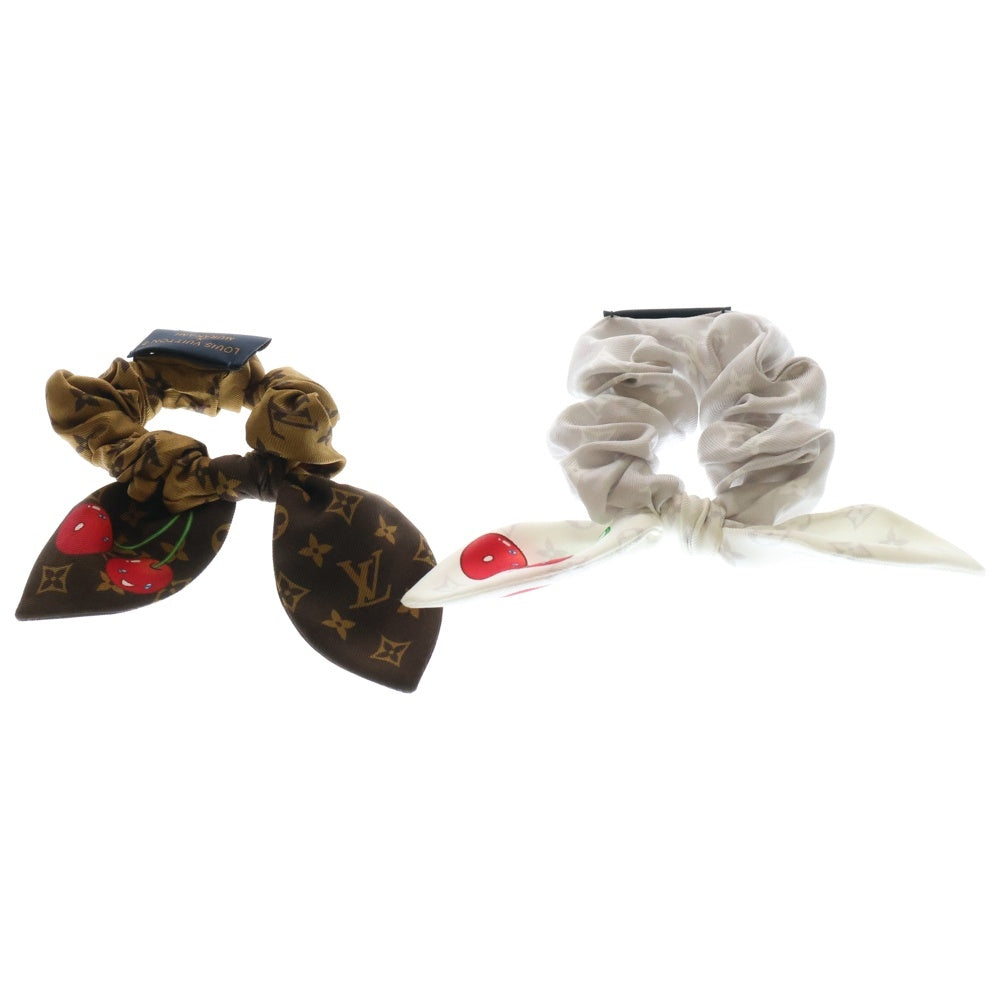LOUIS VUITTON(ルイヴィトン) モノグラムチェリー シュシュ ヘアゴム セット ブラウン×ホワイト M96069