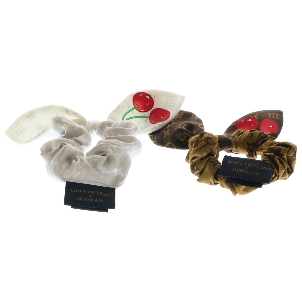 LOUIS VUITTON(ルイヴィトン) モノグラムチェリー シュシュ ヘアゴム セット ブラウン×ホワイト M96069