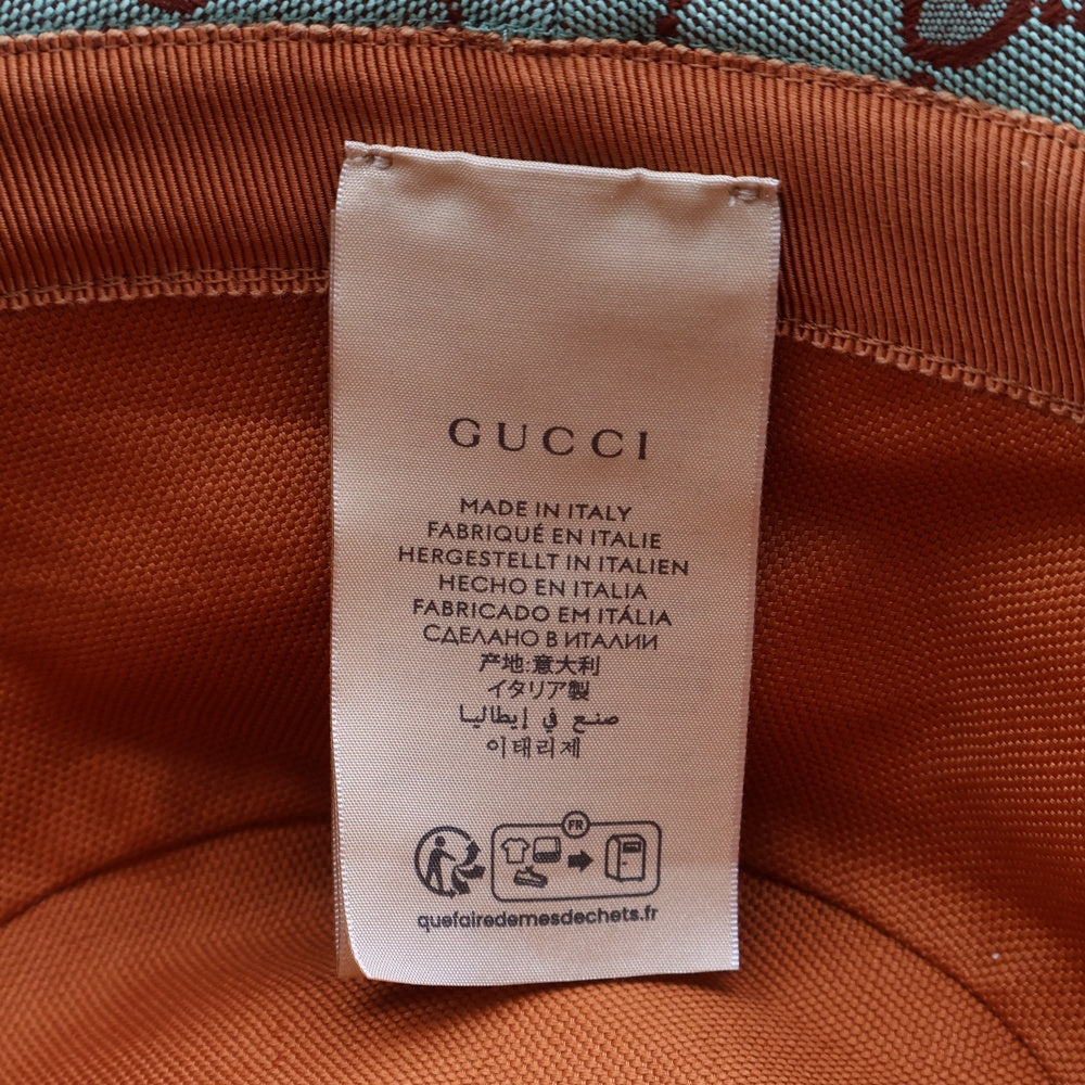 GUCCI(グッチ) GGキャンバス バケットハット 帽子 ライトブルー×ブラウン キャンバス ゴールド金具 748476