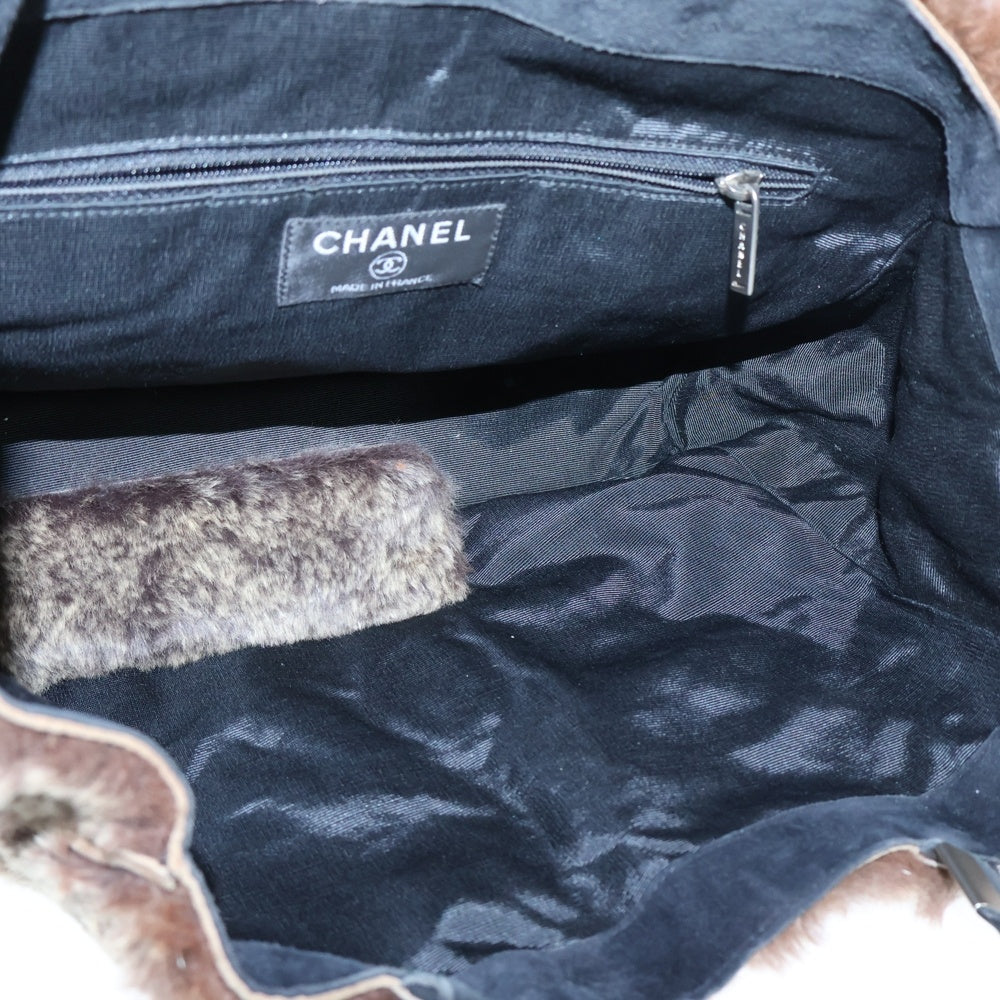 CHANEL(シャネル) ココマーク ラビットファー トートバッグ ハンドバッグ ブラウン