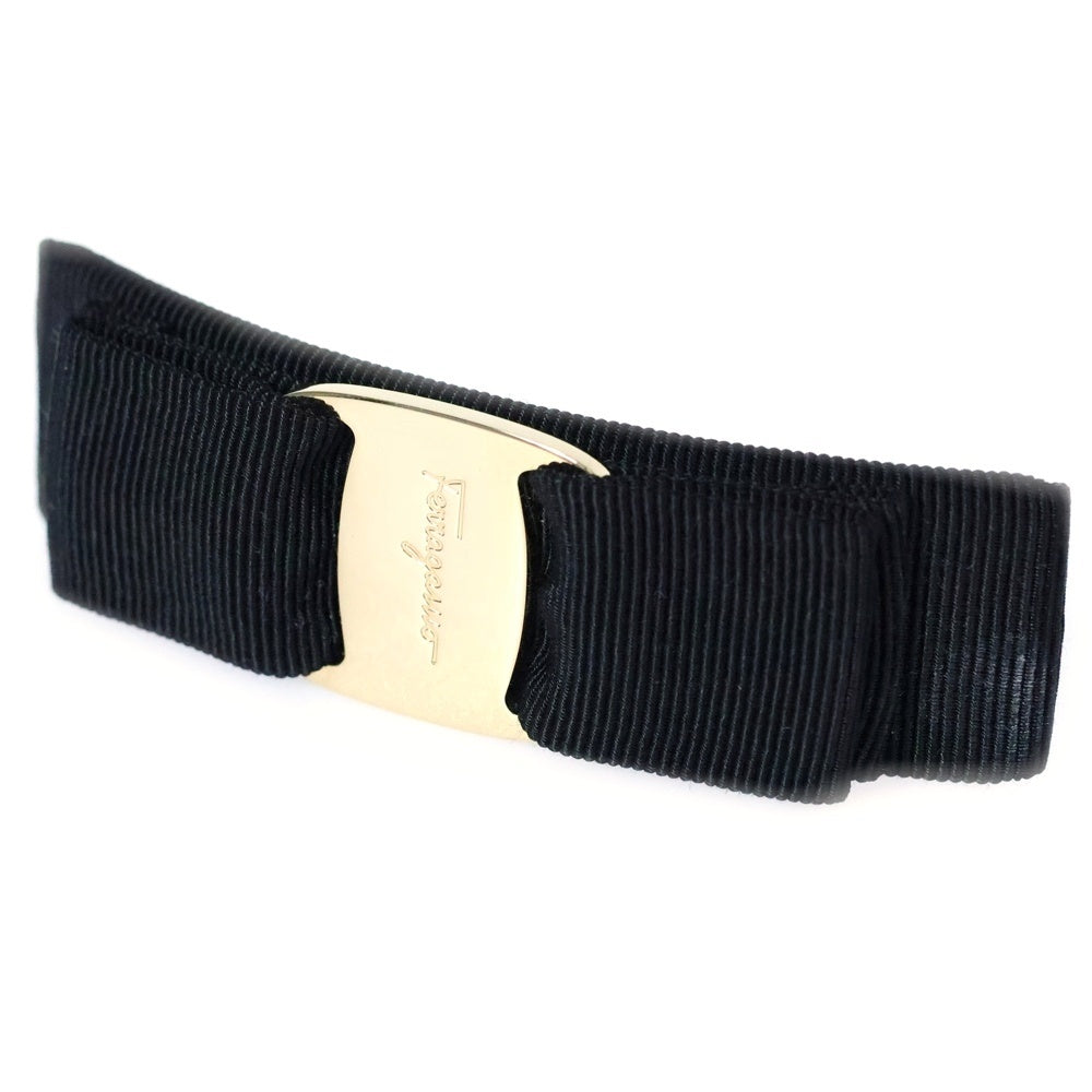 FERRAGAMO(フェラガモ) ヴァラリボン バレッタ ヘアクリップ ブラック ゴールド金具