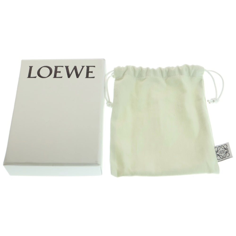 LOEWE(ロエベ) アナグラム ロゴプレート レザー コンパクトウォレット 三つ折り財布 シルバー金具 グレー