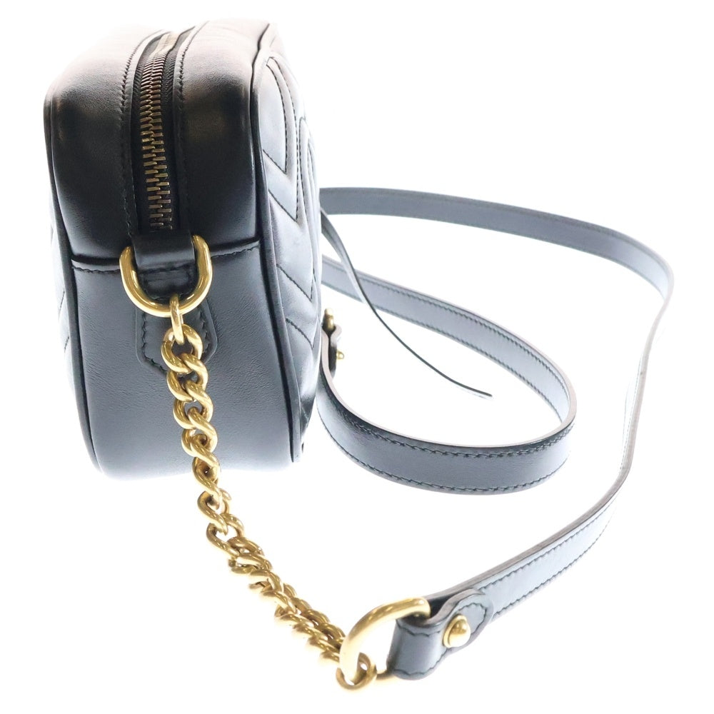 GUCCI(グッチ) GGマーモント ショルダーバッグ ミニバッグ ブラック ゴールド金具 レザー 447632