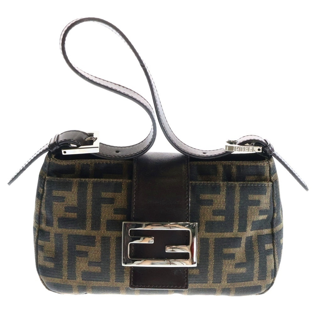 FENDI(フェンディ) ズッカ柄 マンマバケット ワンショルダーバッグ ミニハンドバッグ ブラウン シルバー金具 キャンバス