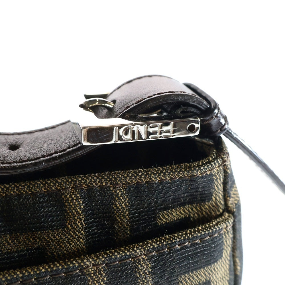 FENDI(フェンディ) ズッカ柄 マンマバケット ワンショルダーバッグ ミニハンドバッグ ブラウン シルバー金具 キャンバス
