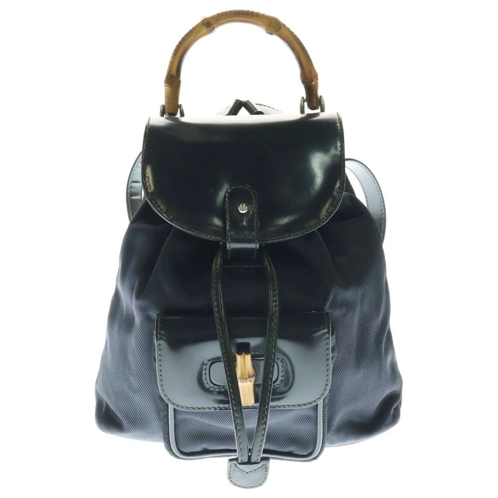 GUCCI(グッチ) バンブー バッグパック リュックサック ミニバッグ ブラック シルバー金具 PVC×レザー 003・1998・0030