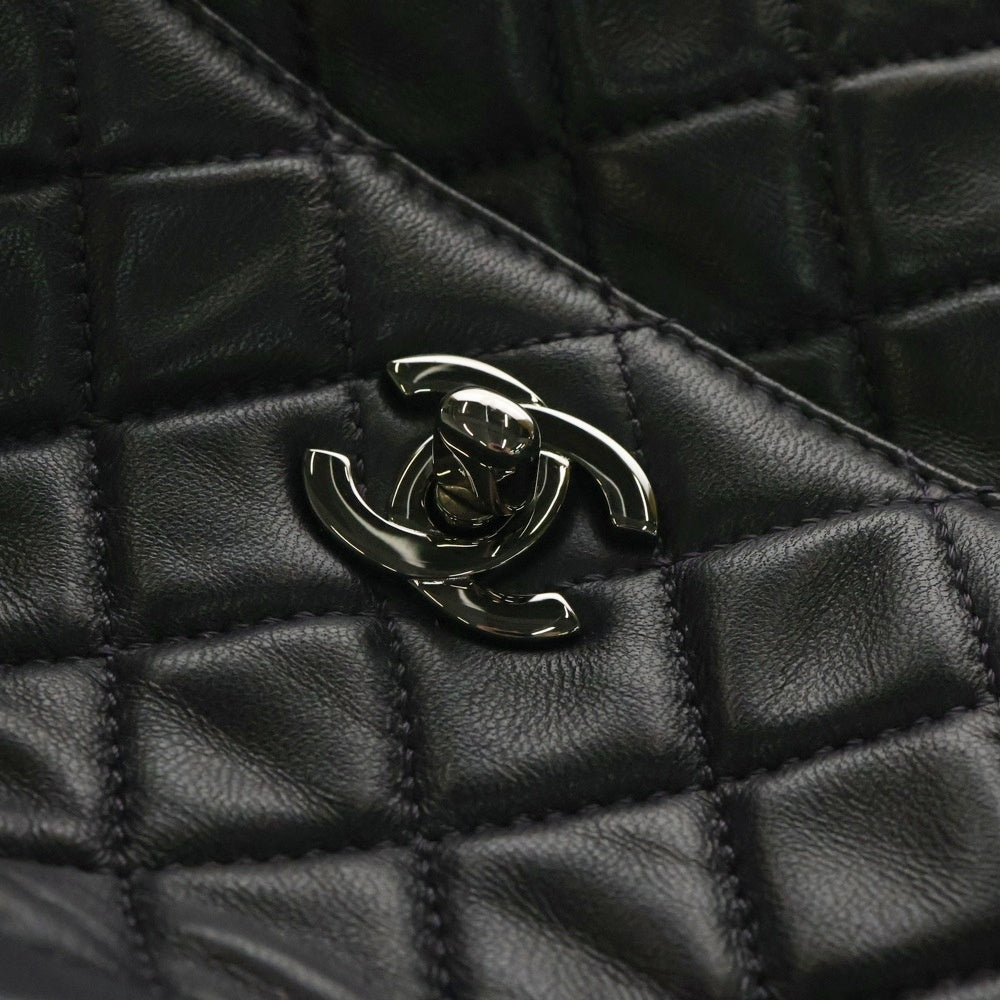 CHANEL(シャネル) マトラッセ バケット ラムスキン レザー ココマーク チェーン ショルダーバッグ シルバー金具 ネイビー 23番台