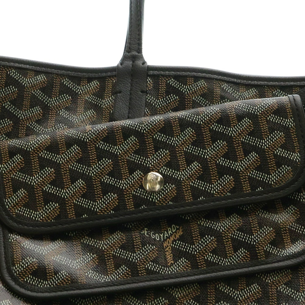 GOYARD(ゴヤール) サンルイPM PVC コーティングキャンバス レザー ハンド トートバッグ ブラック/ブラウン