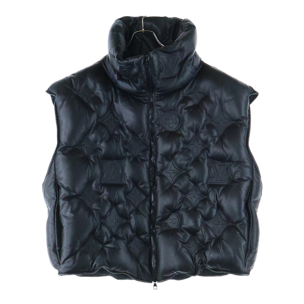 LOUIS VUITTON(ルイヴィトン) 19AW モノグラム ボーイフッドパファー エンボスレザー ジップアップ ダウンベスト ブラック HHL84WREY