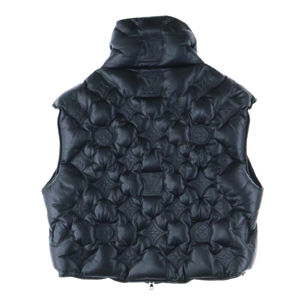 LOUIS VUITTON(ルイヴィトン) 19AW モノグラム ボーイフッドパファー エンボスレザー ジップアップ ダウンベスト ブラック HHL84WREY