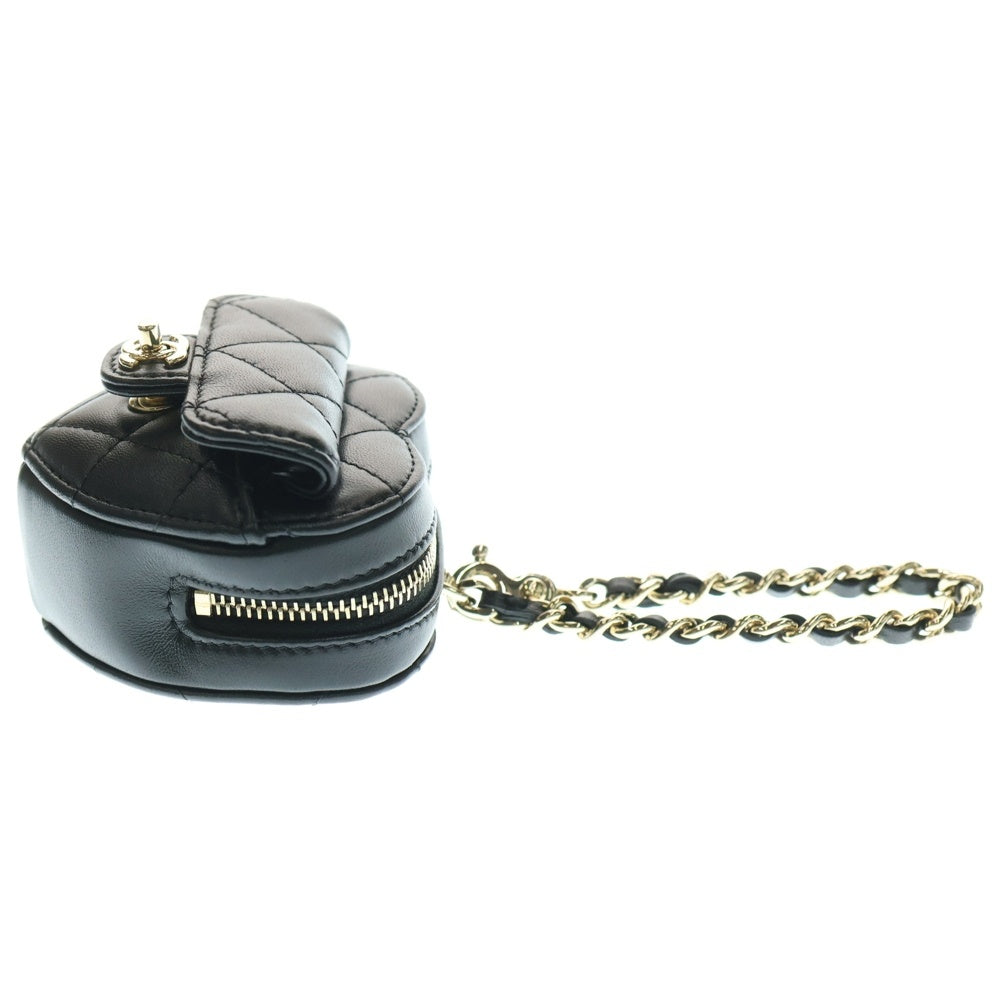 CHANEL(シャネル) ミニハートバッグチャーム ミニポーチ 小物入れ ケース ブラック ゴールド金具 ラムスキン AP4838