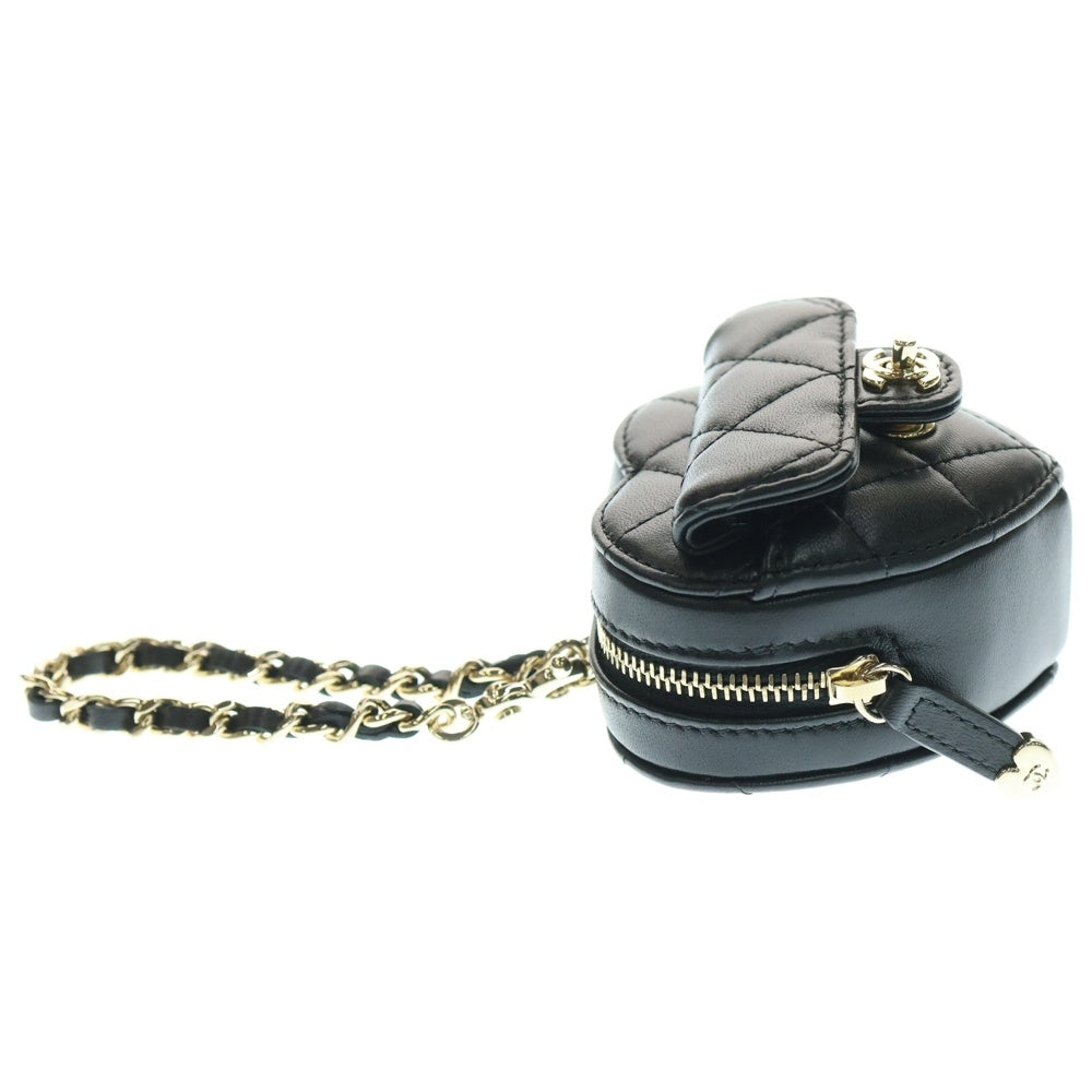 CHANEL(シャネル) ミニハートバッグチャーム ミニポーチ 小物入れ ケース ブラック ゴールド金具 ラムスキン AP4838