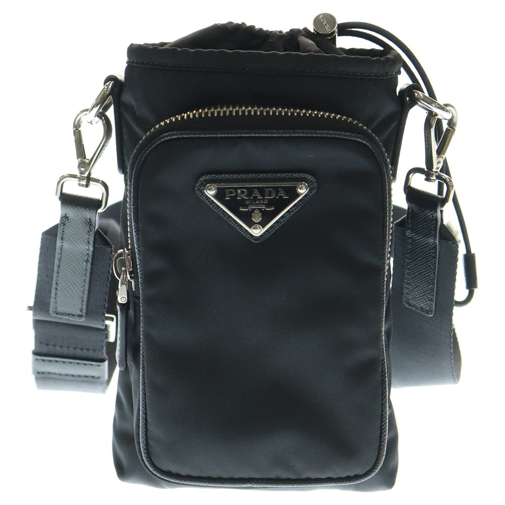 PRADA(プラダ) Re-Nylon スマホケース ショルダーバッグ ミニバッグ ブラック ナイロン シルバー金具 2ZH155