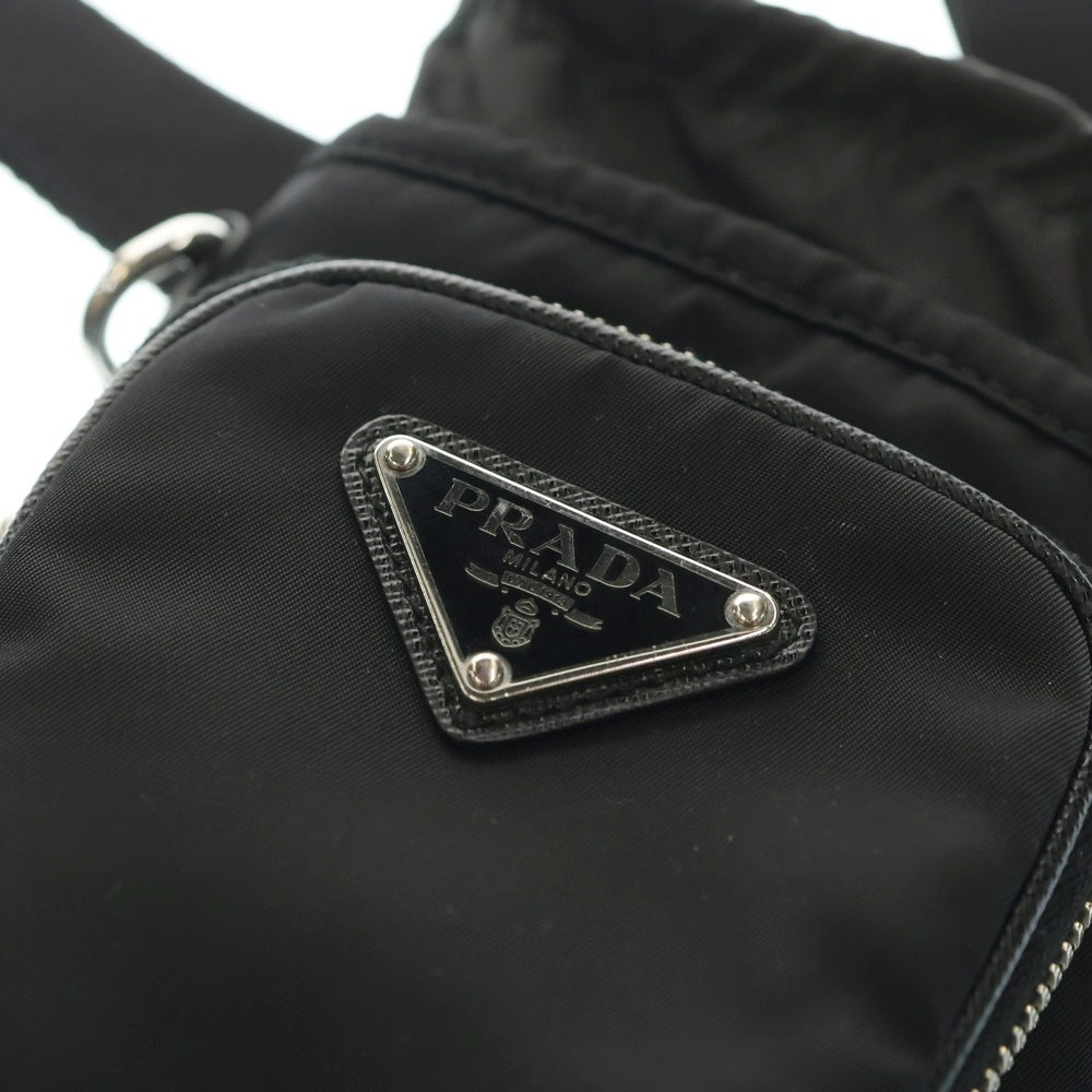 PRADA(プラダ) Re-Nylon スマホケース ショルダーバッグ ミニバッグ ブラック ナイロン シルバー金具 2ZH155