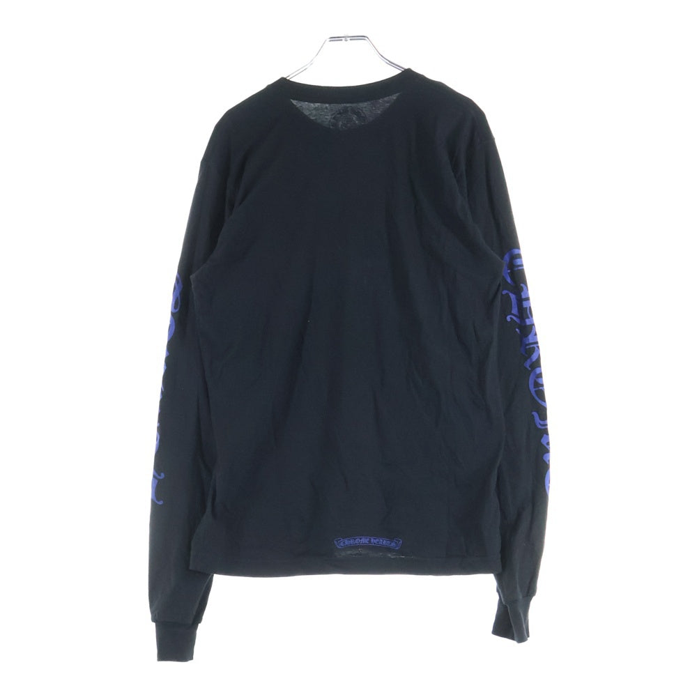 CHROME HEARTS(クロムハーツ) Neck Logo L/S Tee ネックロゴプリント ロングスリーブ 長袖Tシャツ カットソー ブラック/ブルー