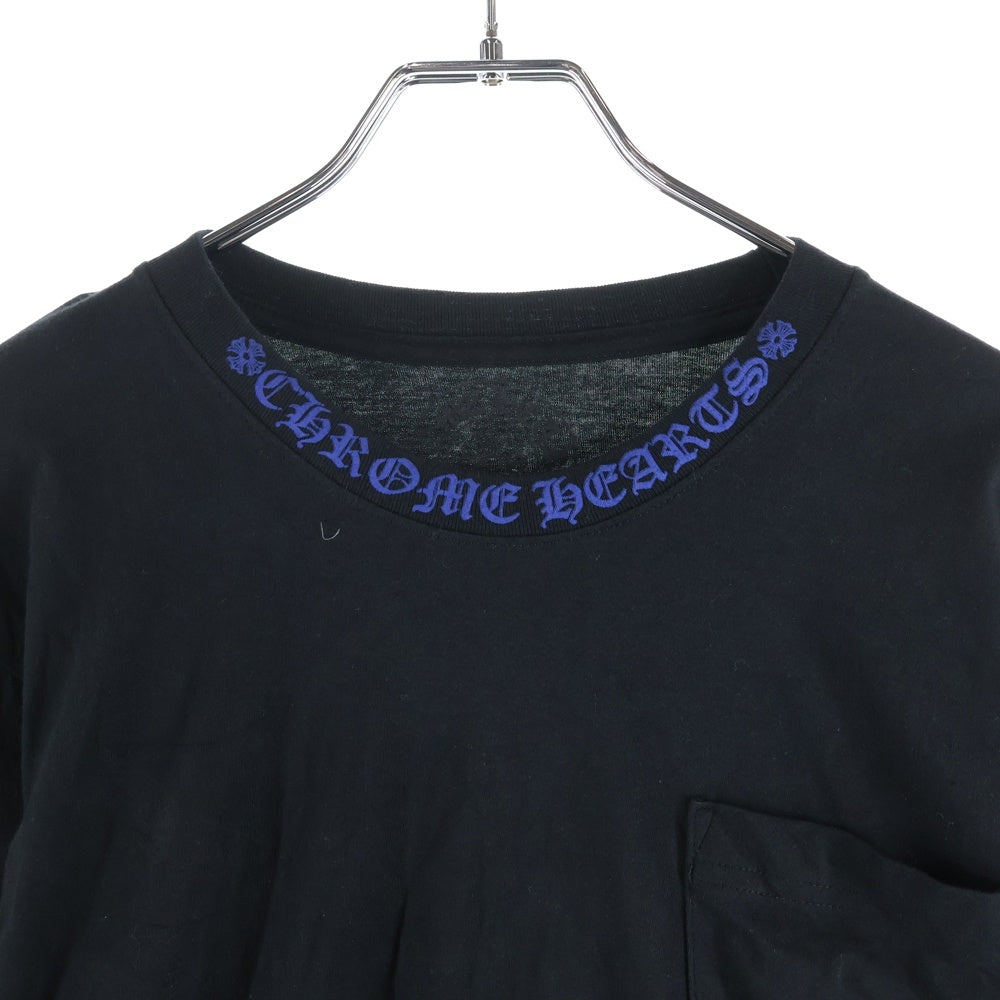 CHROME HEARTS(クロムハーツ) Neck Logo L/S Tee ネックロゴプリント ロングスリーブ 長袖Tシャツ カットソー ブラック/ブルー