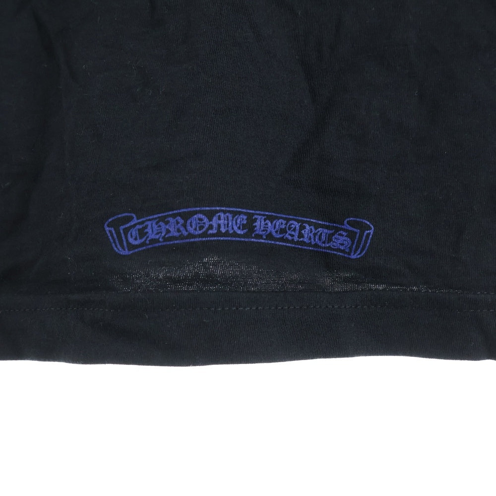 CHROME HEARTS(クロムハーツ) Neck Logo L/S Tee ネックロゴプリント ロングスリーブ 長袖Tシャツ カットソー ブラック/ブルー