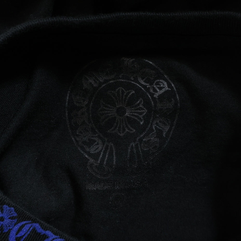 CHROME HEARTS(クロムハーツ) Neck Logo L/S Tee ネックロゴプリント ロングスリーブ 長袖Tシャツ カットソー ブラック/ブルー