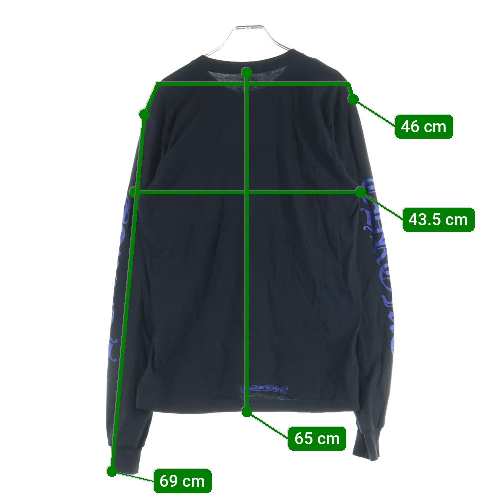 CHROME HEARTS(クロムハーツ) Neck Logo L/S Tee ネックロゴプリント ロングスリーブ 長袖Tシャツ カットソー ブラック/ブルー