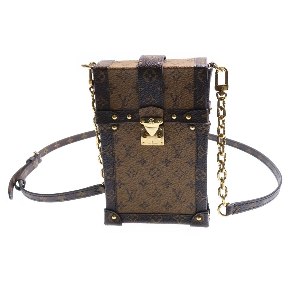 LOUIS VUITTON(ルイヴィトン) モノグラム リバース ポシェット トランク ヴェルティカル ショルダーバッグ ミニバッグ ブラウン ゴールド金具 M67873