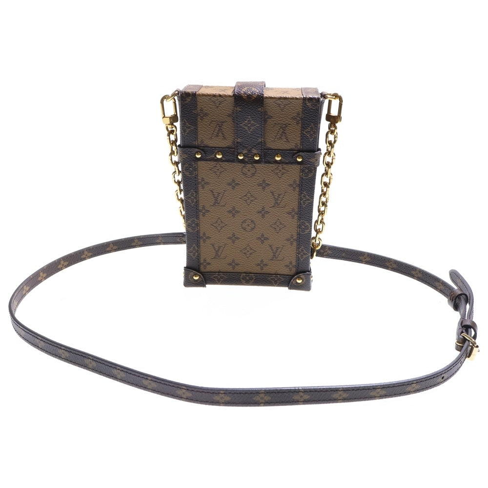LOUIS VUITTON(ルイヴィトン) モノグラム リバース ポシェット トランク ヴェルティカル ショルダーバッグ ミニバッグ ブラウン ゴールド金具 M67873