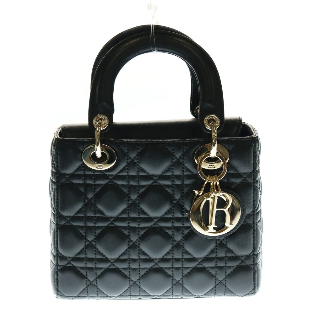 Christian Dior(クリスチャンディオール) Lady Dior My ABCDior レディディオール マイ ABCディオール スモール カナージュ ラムスキン レザー 2WAY ハンド ショルダーバッグ ゴールド金具 ブラック