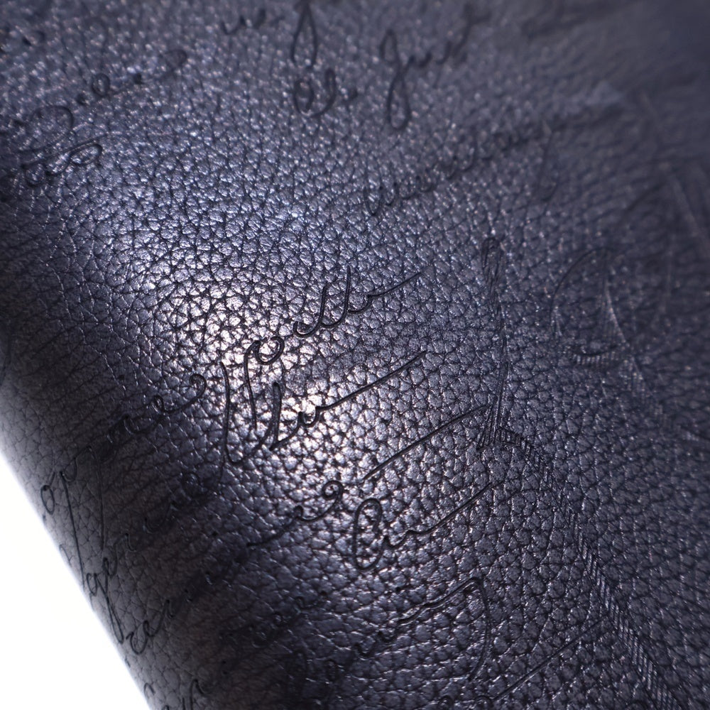 Berluti(ベルルッティ) カリグラフィ ラウンドファスナー 長財布 ロングウォレット カードケース ネイビー シルバー金具 レザー