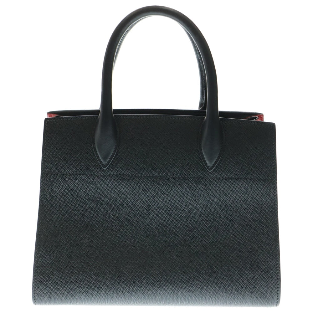 PRADA(プラダ) ビブリオテーク 2wayハンドバッグ ショルダーバッグ ブラック×レッド ゴールド金具 サフィアーノ 1BA050